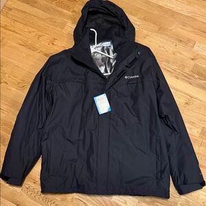 Columbia Men's Black Omni-Tech jacket with zip out lining XL new with tags